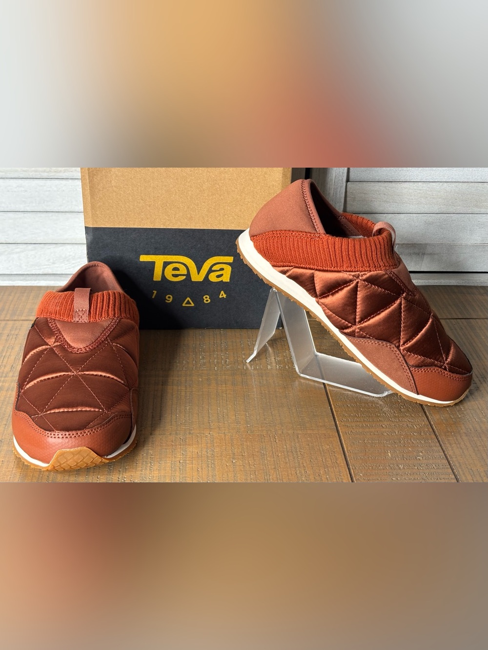 Teva ReEmber Satinya Satin Sequoia Quilted Slip On Slipper Mules Box Women’s 6